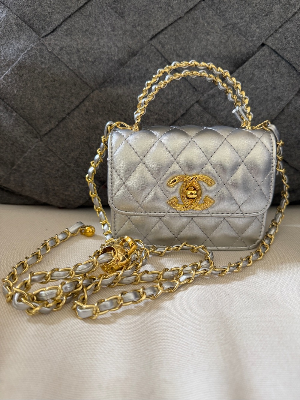 **Fashion inspired Metallic Silver Mini Crossbody